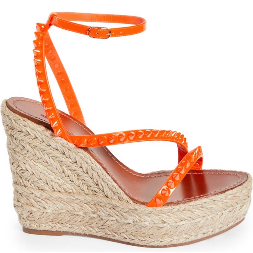 Brand New Christian Louboutin Orange Wedge